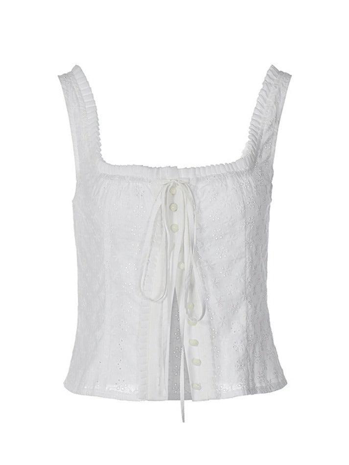 Square Neck Embroidery Cutout Cami Top - AnotherChill