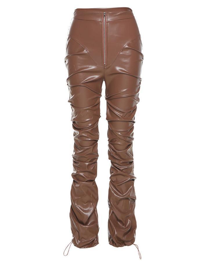 Stacked Pu Leather Pants - AnotherChill