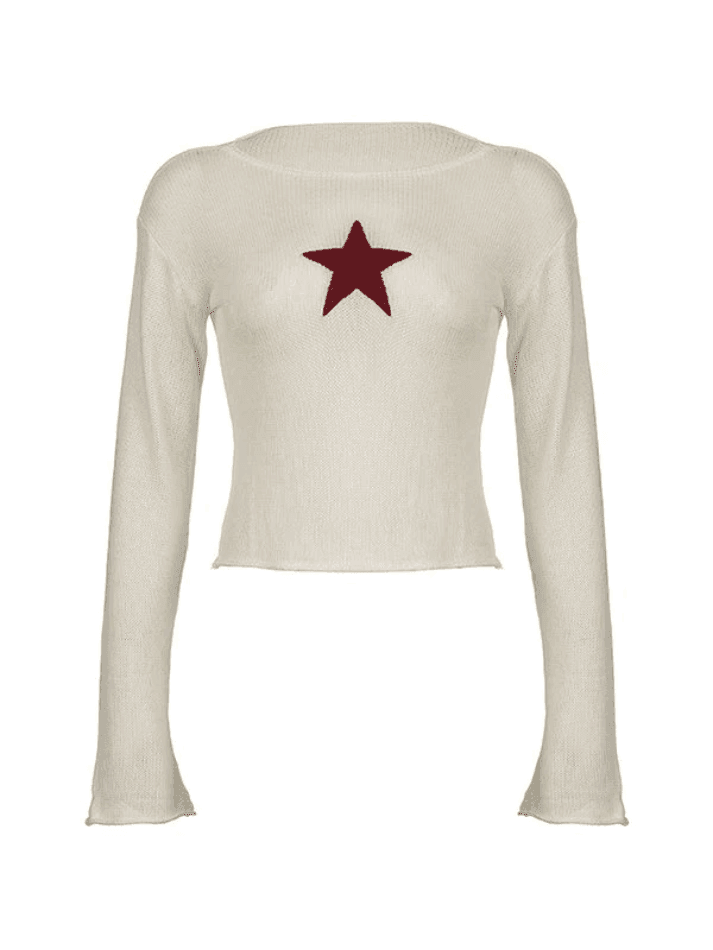 Star Crochet Knit Cropped Knit Top - AnotherChill