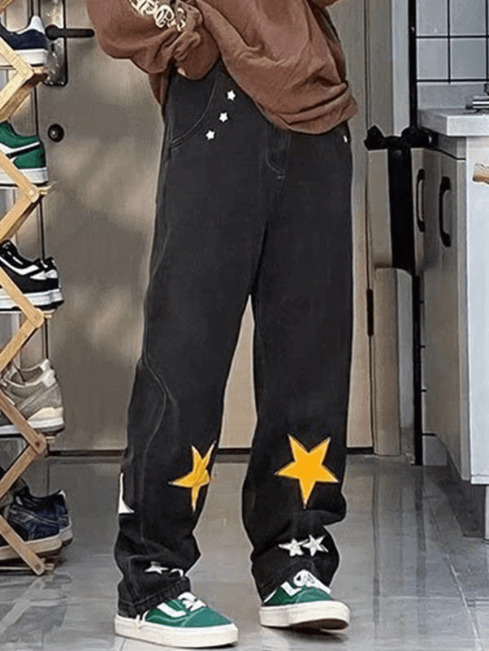 Star Patch Straight Leg Boyfriend Jeans - AnotherChill