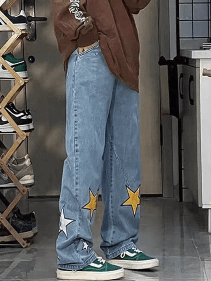 Star Patch Straight Leg Boyfriend Jeans - AnotherChill