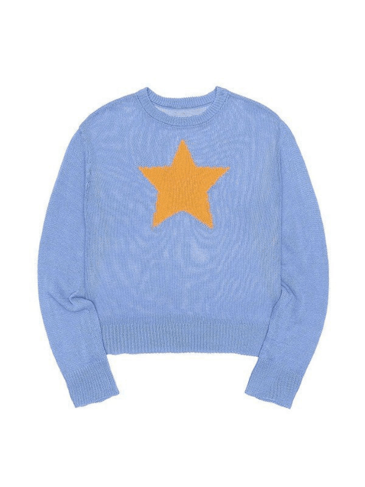 Star Pattern Semi Sheer Knit Top - AnotherChill