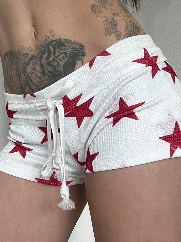 Star Print Drawstring Low-Waist Shorts - AnotherChill