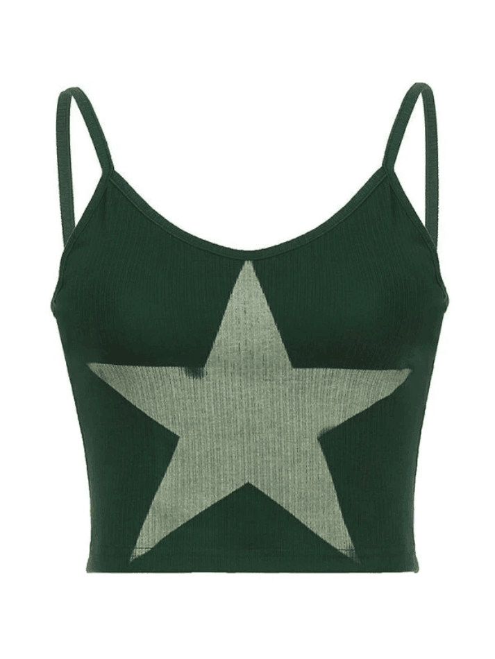 Star Print Knitted Crop Cami Top - AnotherChill