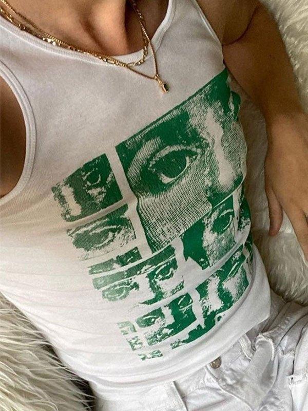 Staring Eye Graphic Crop Tank Top - AnotherChill