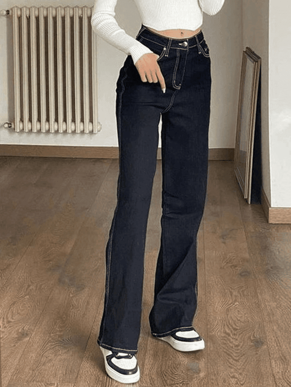 Stitched High Waist Boyfriend Jeans - AnotherChill
