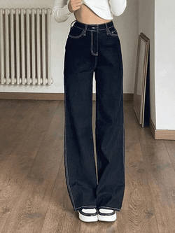 Stitched High Waist Boyfriend Jeans - AnotherChill