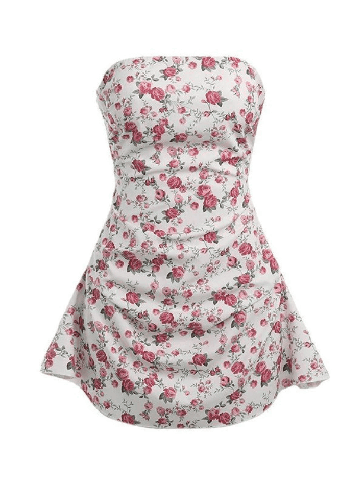 Strapless Floral Mini Dress - AnotherChill