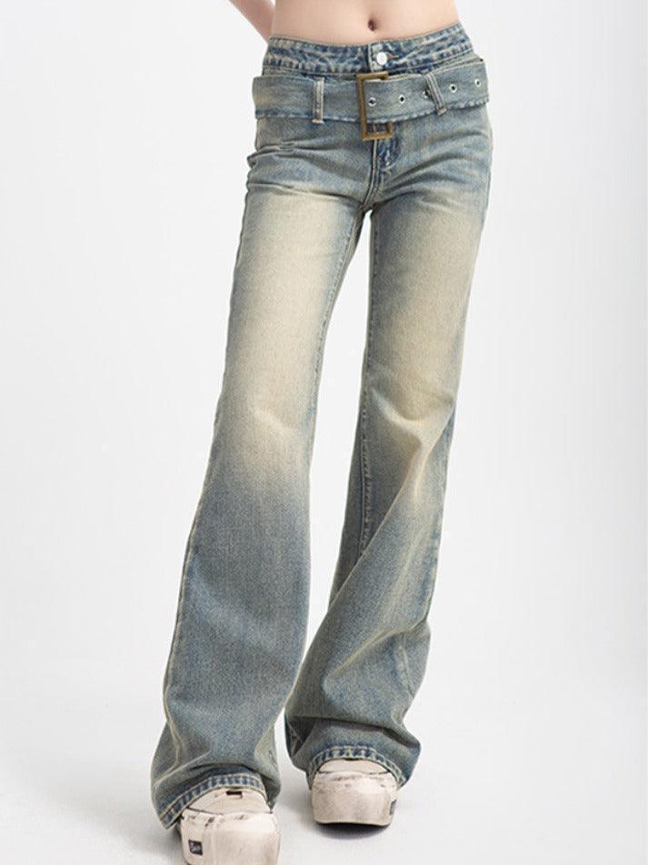 Street High Waist Straight Mop Flare Jeans - AnotherChill