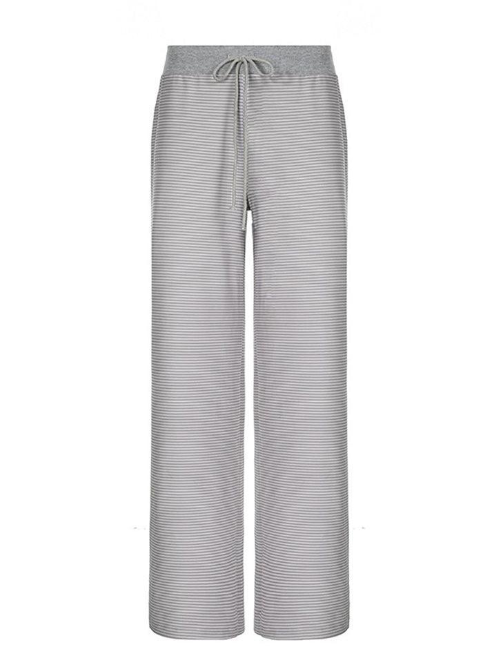 Striped Contrast Loose Fit Straight-Leg Sweatpants - AnotherChill