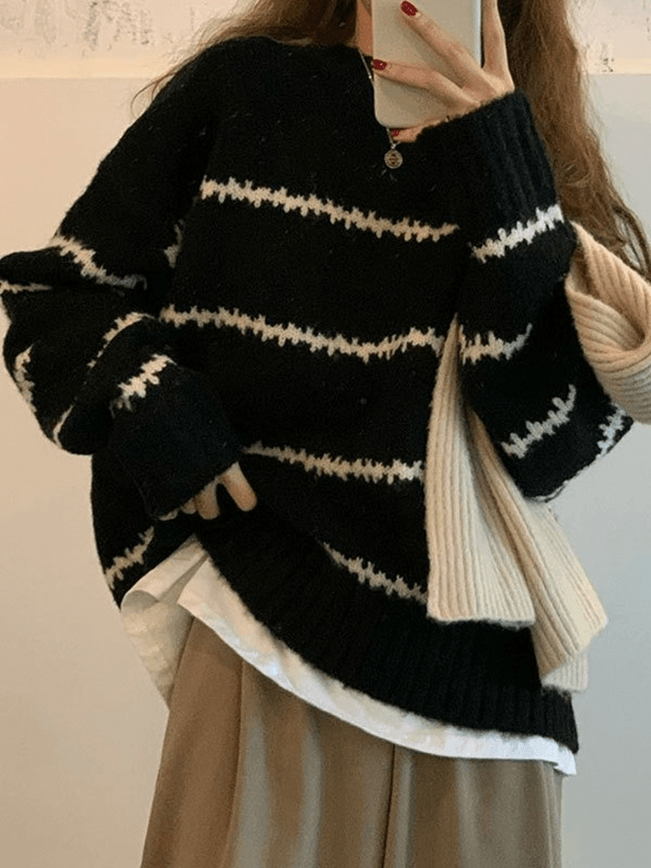 Striped Jumper Knit Sweater - AnotherChill