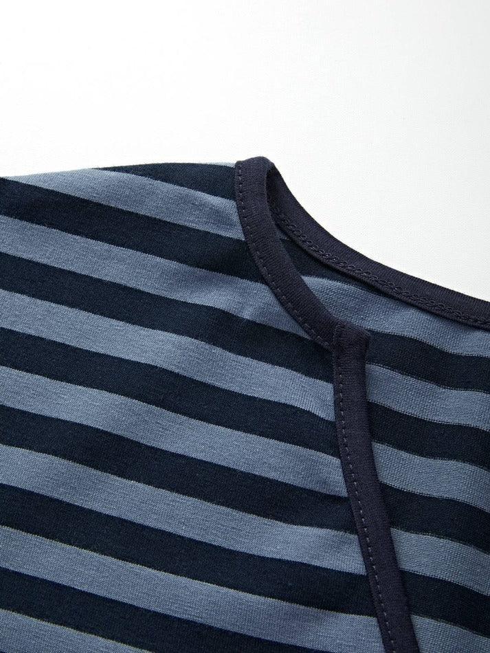 Striped V Neck Long Sleeve Tee - AnotherChill