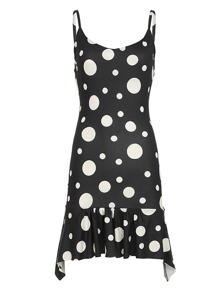 symmetrical Polka Dot Ruffle Mini Dress - AnotherChill