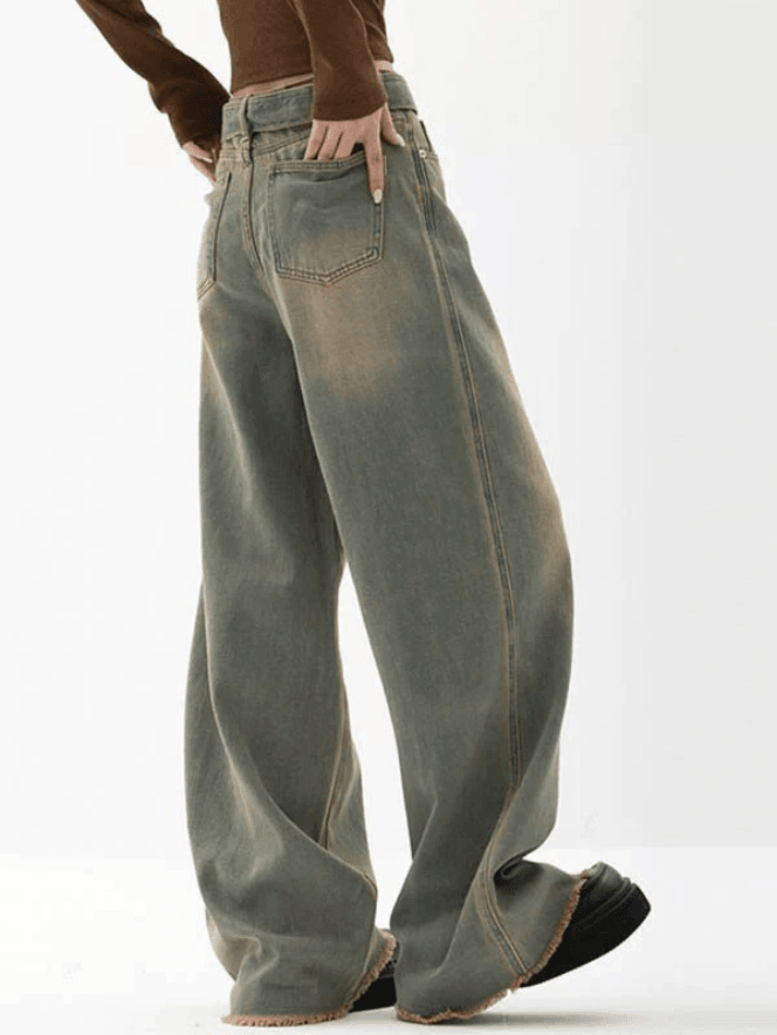 Tie Strap Seam Detail Boyfriend Jeans - AnotherChill