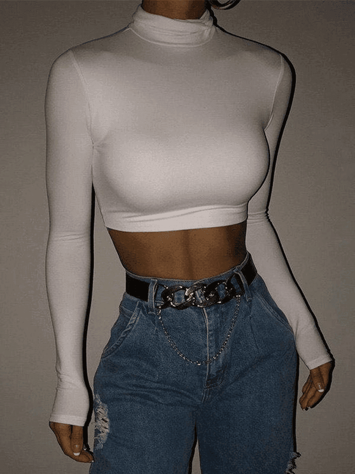 Turtleneck Long Sleeve Crop Top AnotherChill