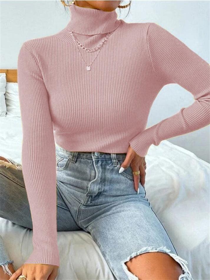 Turtleneck Ribbed Knit Sweater - AnotherChill