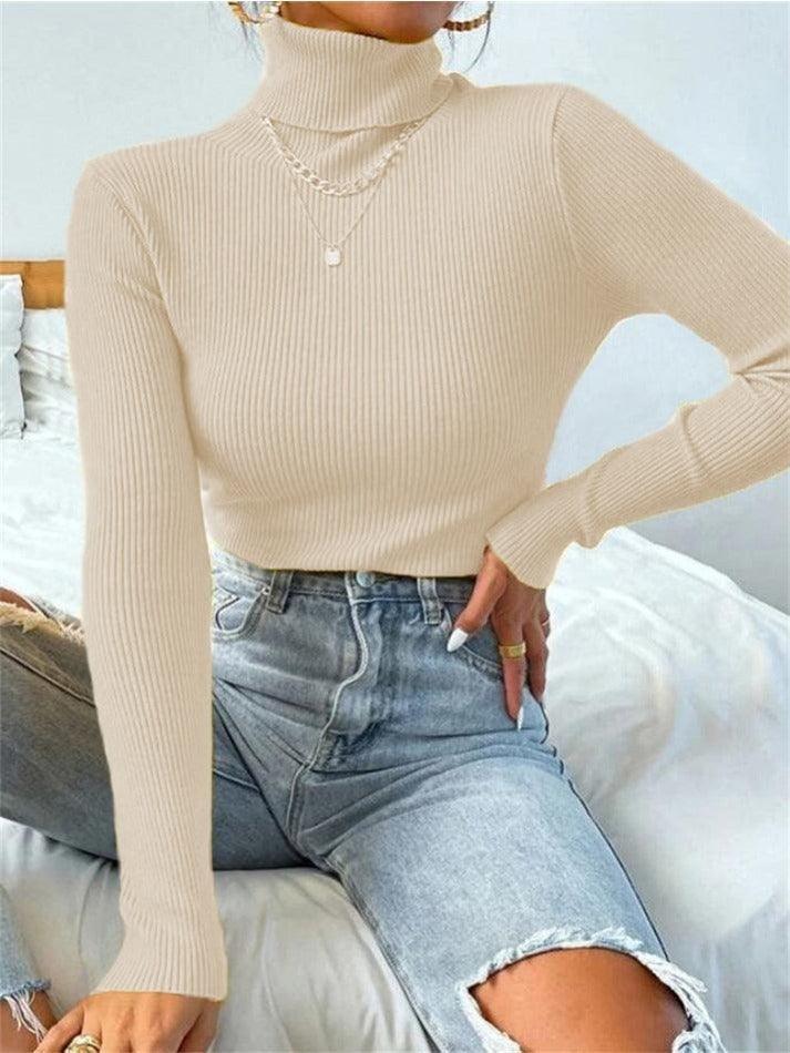 Turtleneck Ribbed Knit Sweater - AnotherChill