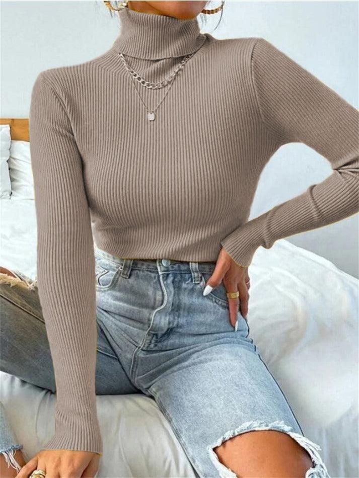 Turtleneck Ribbed Knit Sweater - AnotherChill