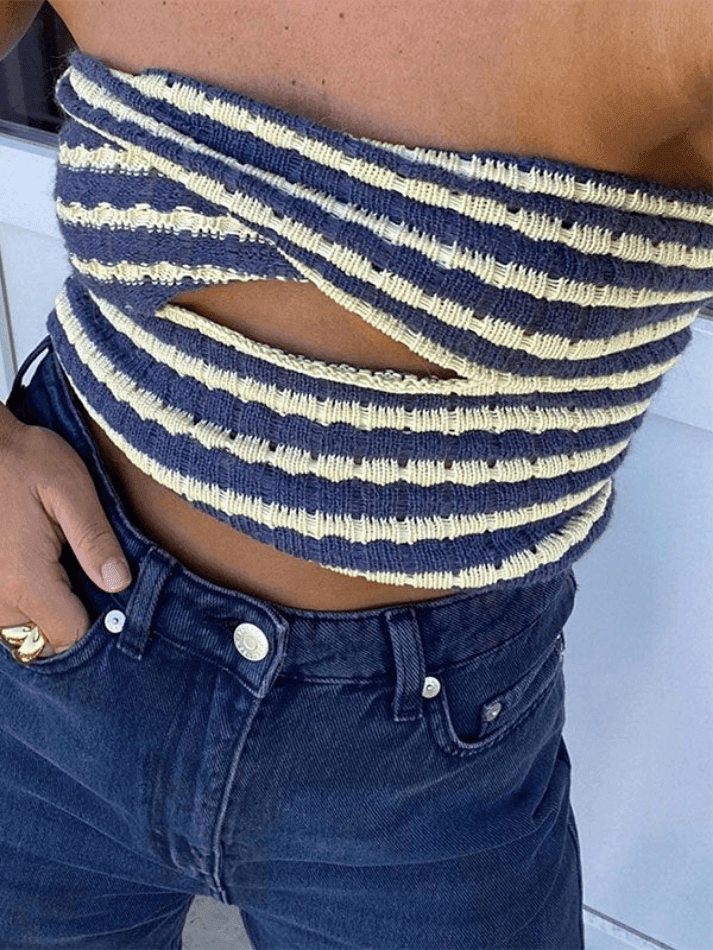 Twist Cutout Crop Bandeau Top - AnotherChill