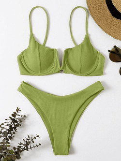 Underwire Ribbed Bikini Set - AnotherChill