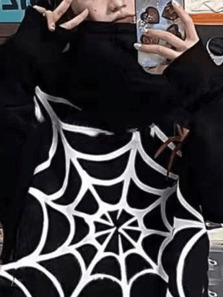 Unisex Loose Fit Spiderweb Graphic Hoodie - AnotherChill