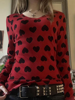 V-Neck Love Print Slim Long Sleeve Top - AnotherChill