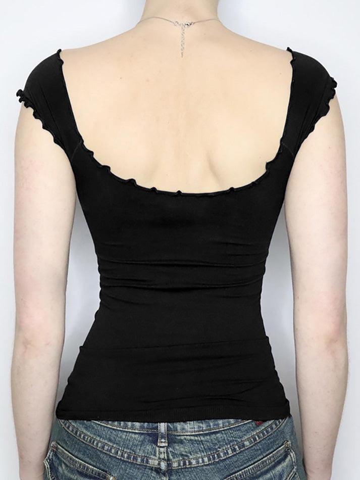 V-Neck Short Sleeve Backless Top - AnotherChill