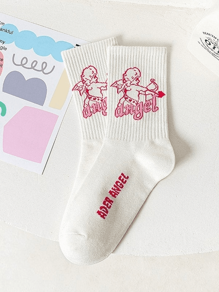 Vintage Angel Print Socks - AnotherChill