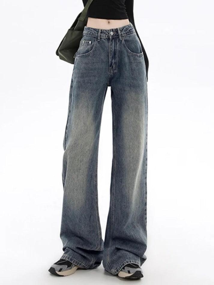 Vintage Blue Flap Detail Boyfriend Jeans - AnotherChill