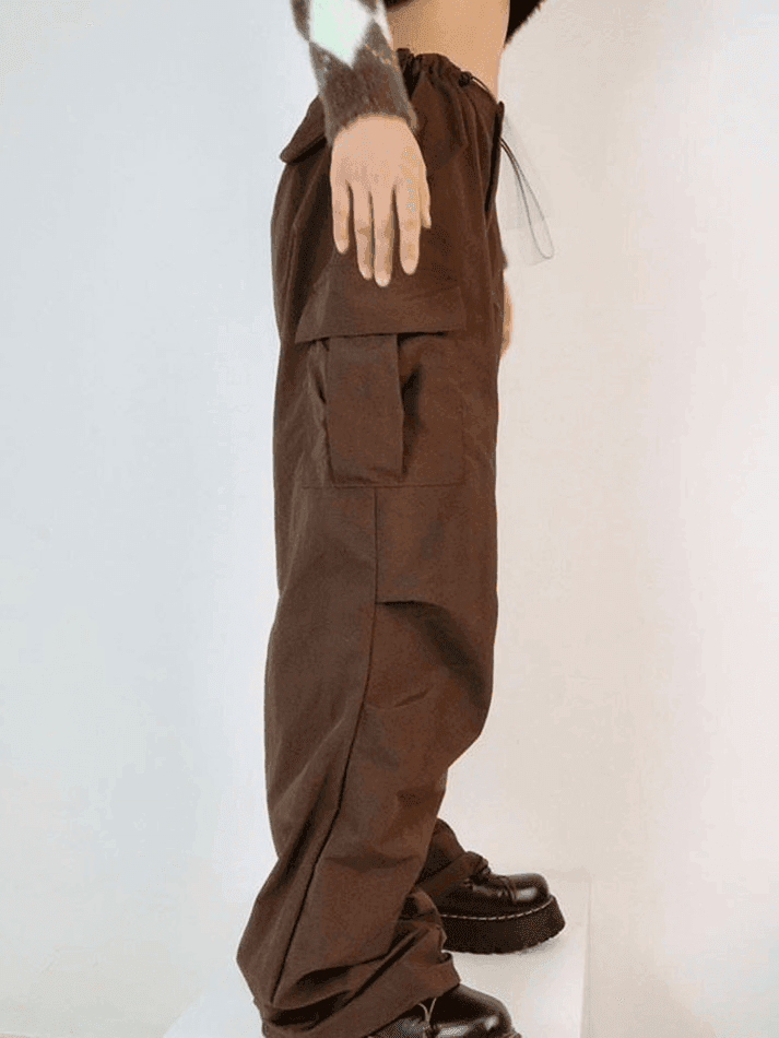 Vintage Brown Baggy Parachute Cargo Pants - AnotherChill