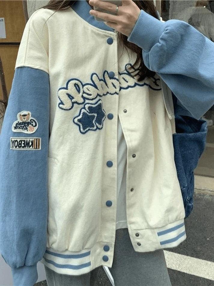 Vintage Embroidery Varsity Jacket - AnotherChill