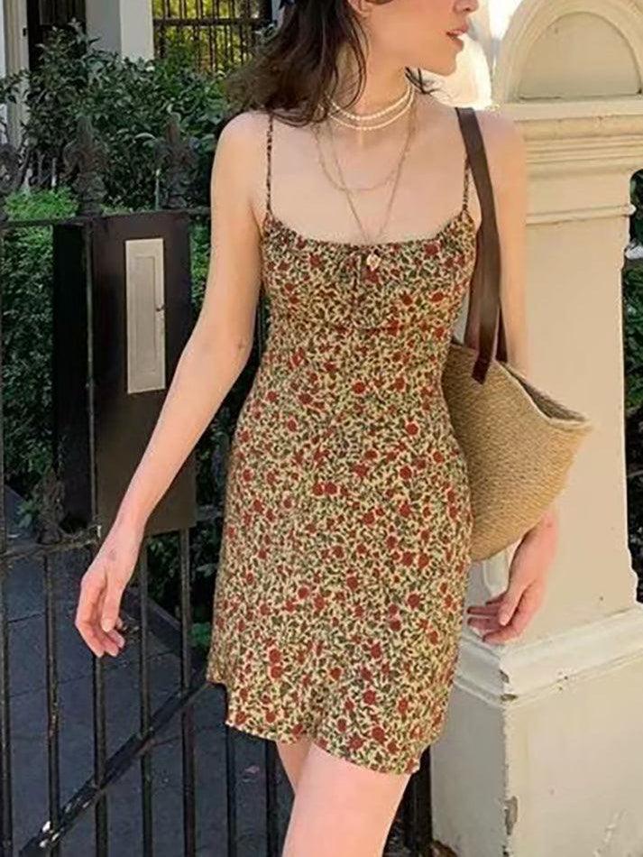 Vintage Floral Slip Mini Dress - AnotherChill