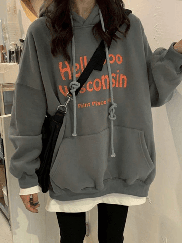 Vintage Gray Pullover Graphic Hoodie - AnotherChill