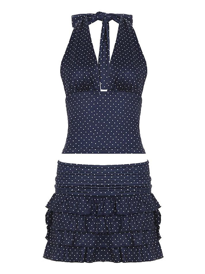 Vintage Halter Tie Polka Dot Two-Piece Set - AnotherChill