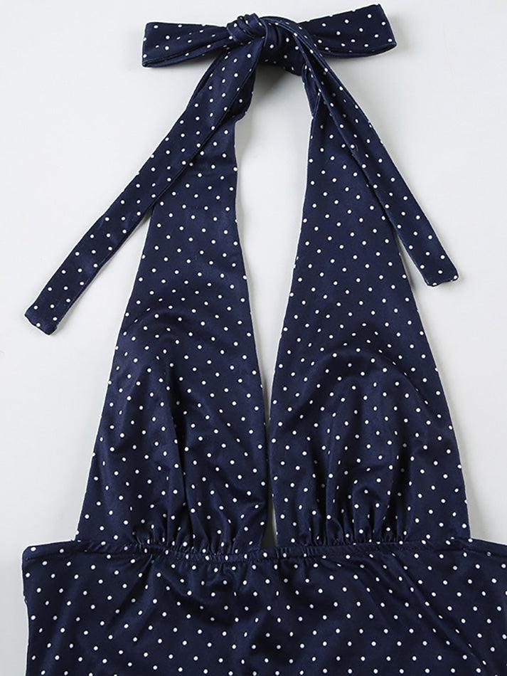 Vintage Halter Tie Polka Dot Two-Piece Set - AnotherChill