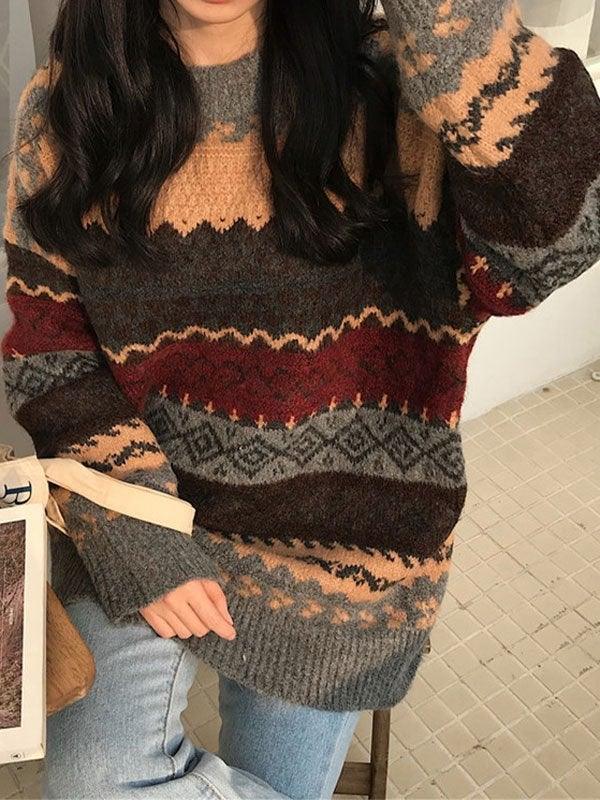 Vintage Jacquard Knit Sweater - AnotherChill