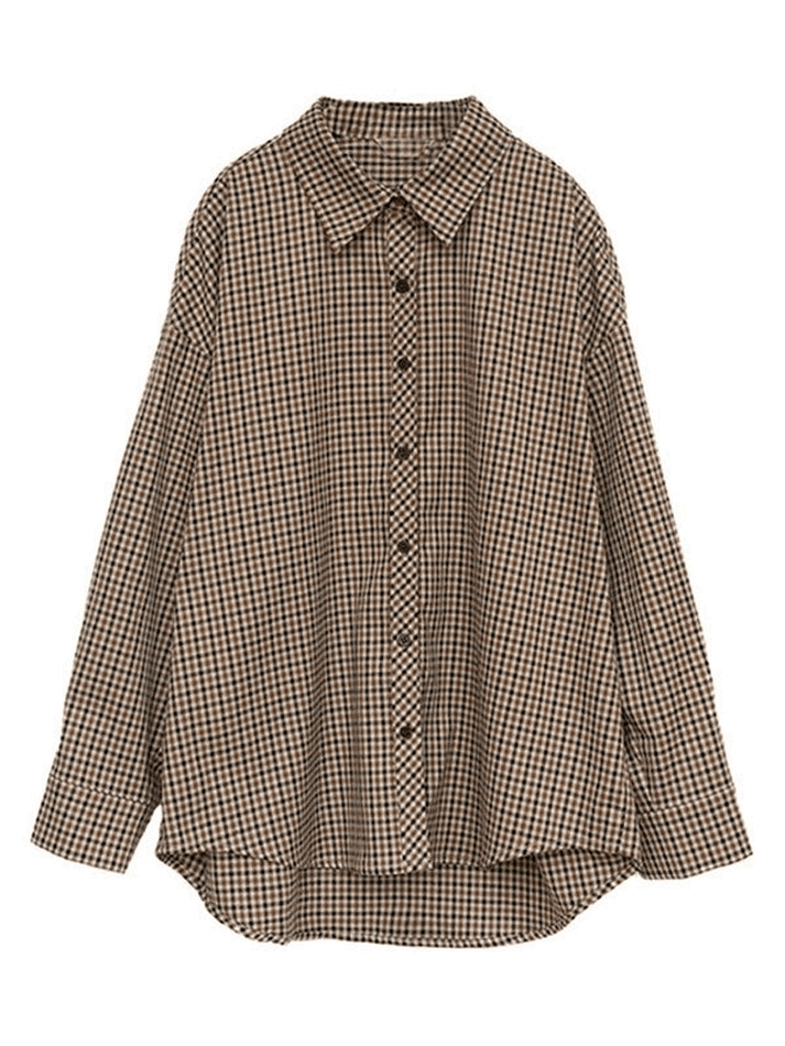 Vintage Long Sleeve Checkered Blouse - AnotherChill