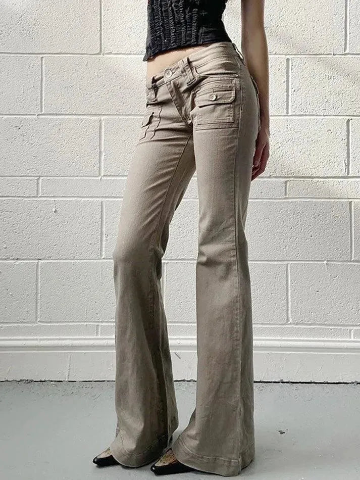 Vintage Low-Rise Pocket Flared Jeans - AnotherChill