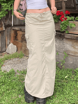 Vintage Pocket Long Cargo Skirt - AnotherChill