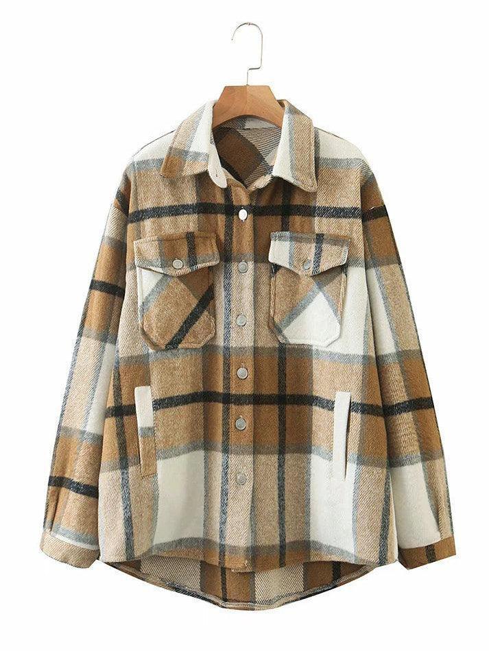 Vintage Pockets Oversized Plaid Shacket - AnotherChill