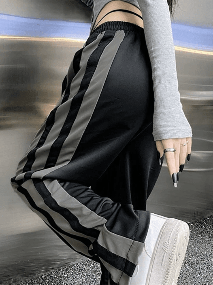 Vintage Side Striped Black Sweatpants - AnotherChill