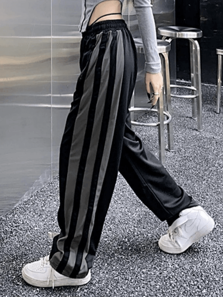 Vintage Side Striped Black Sweatpants - AnotherChill