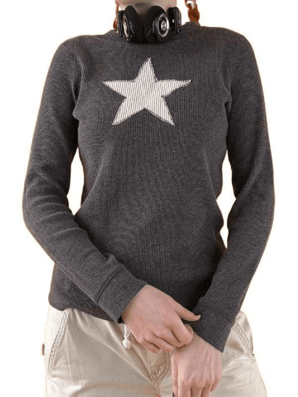 Vintage Star Long Sleeve Knit Top - AnotherChill