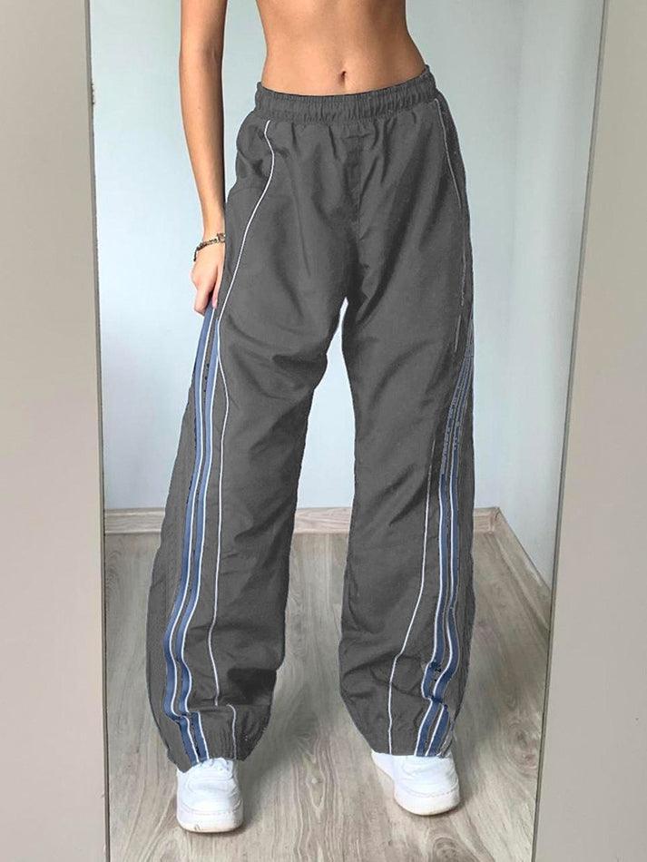 Vintage Striped Piping Baggy Sweatpants - AnotherChill