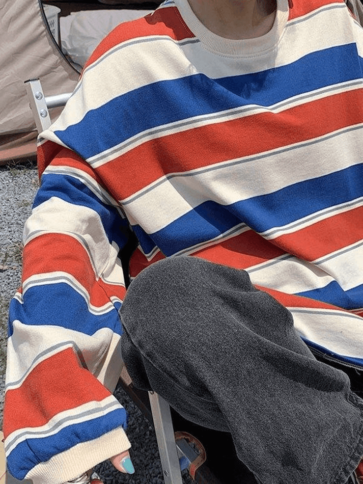 Vintage Striped Pullover Sweatshirt - AnotherChill