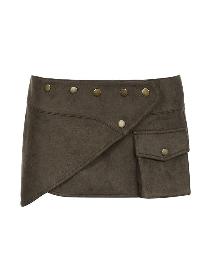 Vintage Studded Low-Waist Mini Skirt - AnotherChill