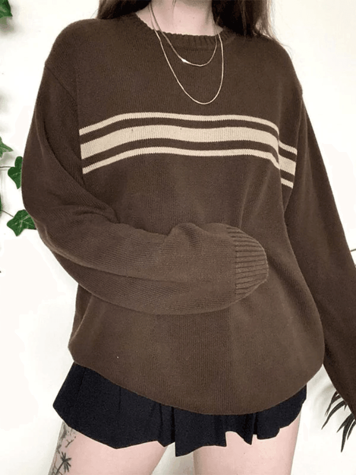 Vintage Three Striped Pullover Sweater - AnotherChill