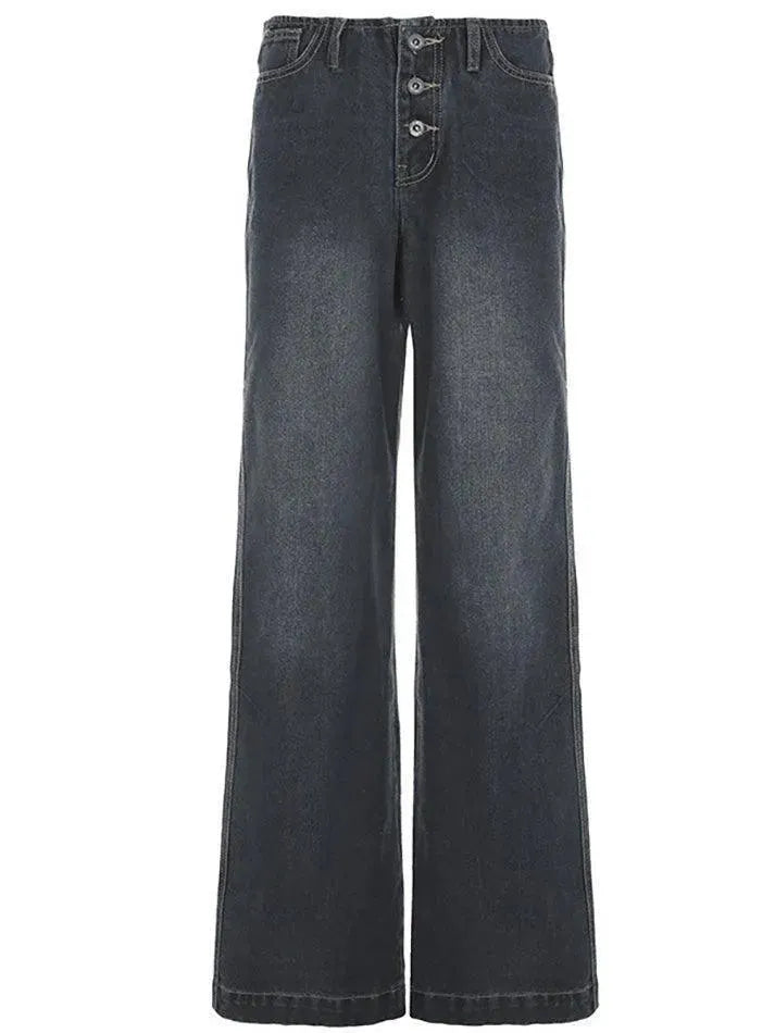 Vintage Washed Casual Wide Leg Jeans - AnotherChill