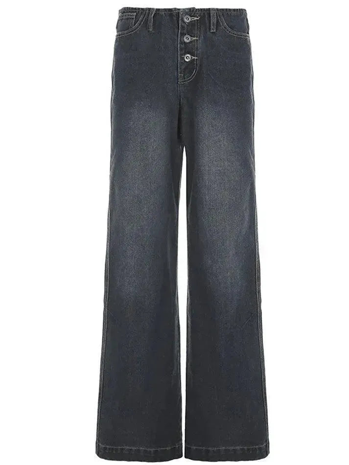 Vintage Washed Casual Wide Leg Jeans - AnotherChill