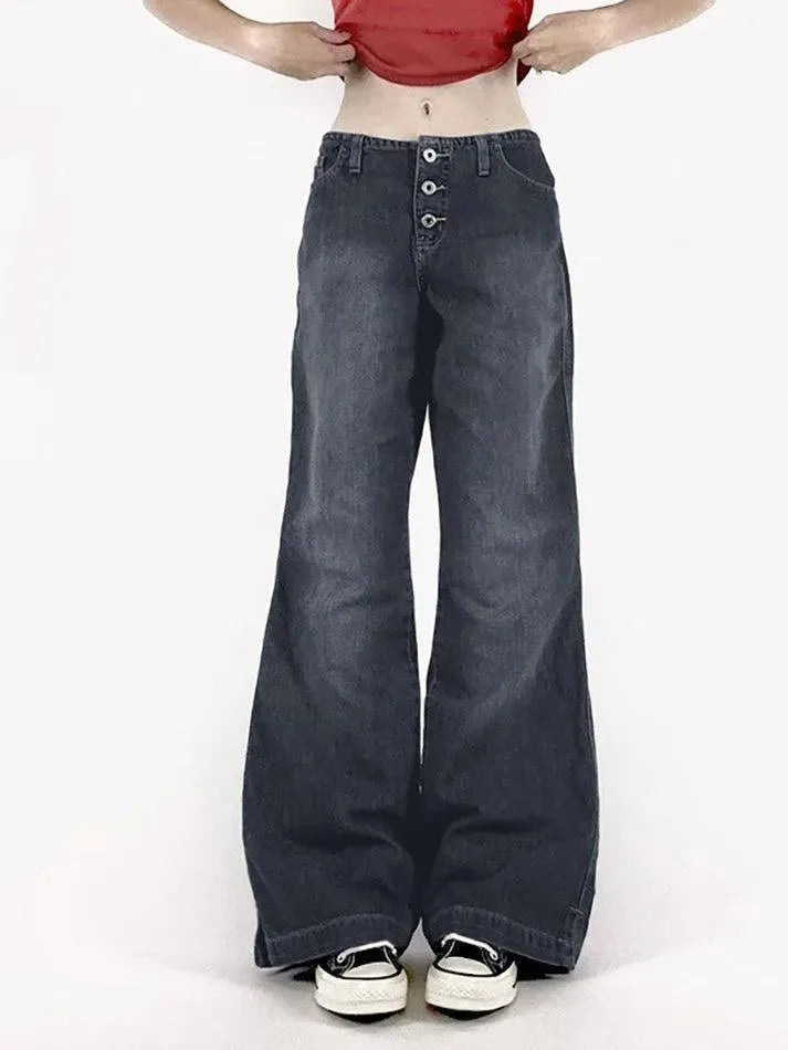 Vintage Washed Casual Wide Leg Jeans - AnotherChill